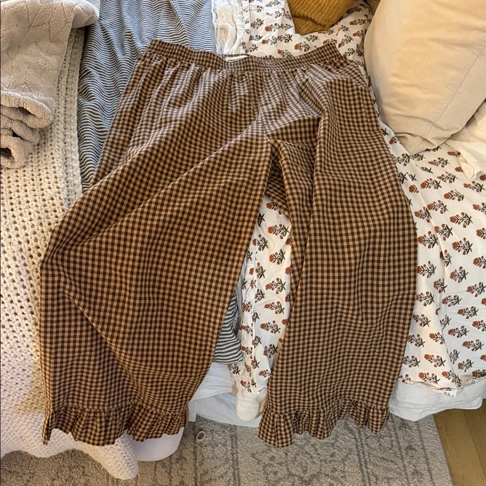 sonderhaus Brown Gingham Wide-Leg Pants - Picture 1 of 3